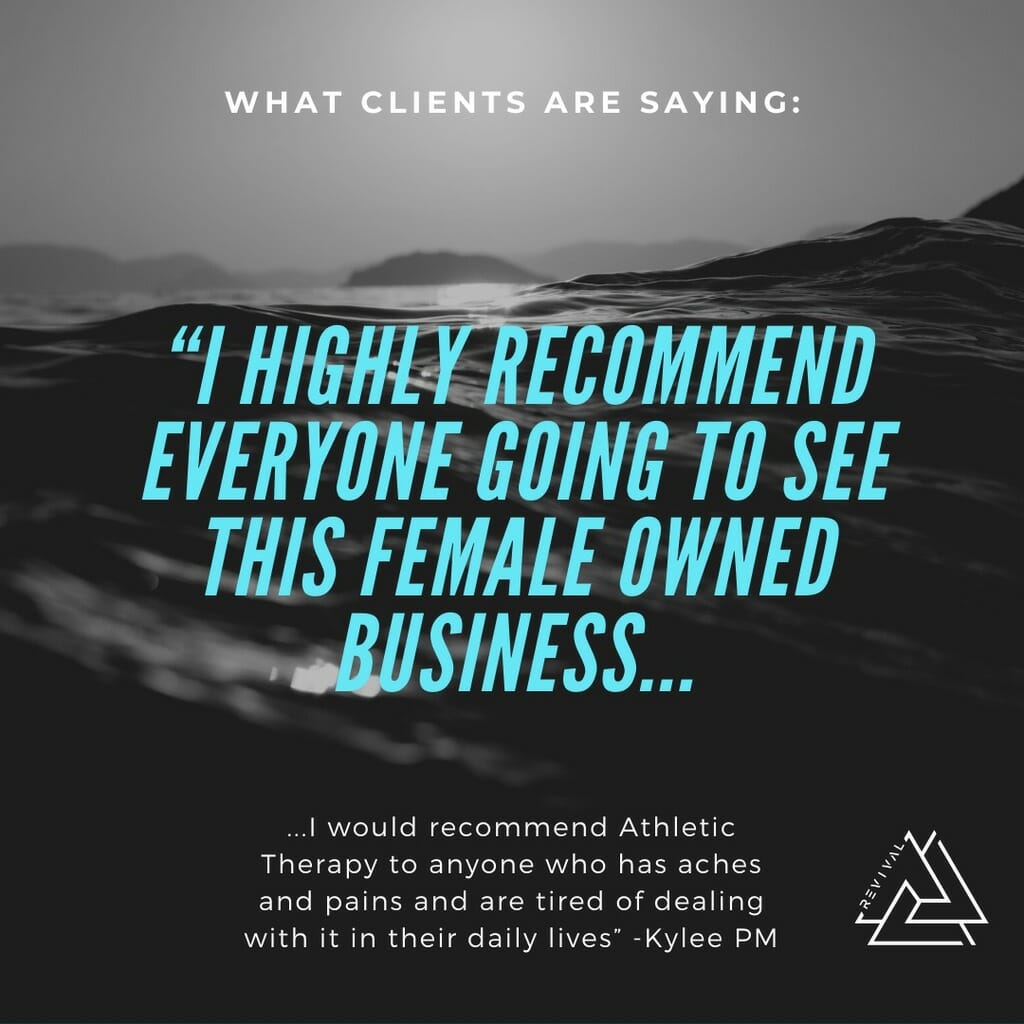 locally owned, female owned businesses, revival airdrie, pain treatment airdrie, therapy clinic airdrie, athletic therapists